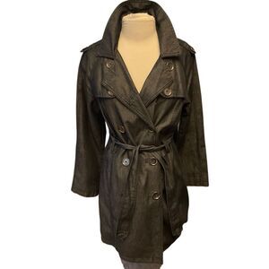 Black Denim Trench, Medium lightweight water resistant. Richmom